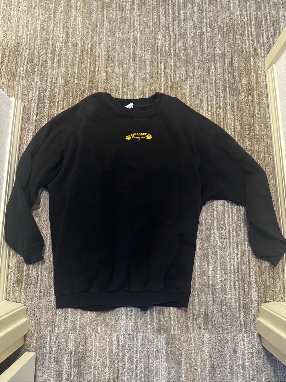 Gymshark Black Crewneck with Yellow Chest Logo
